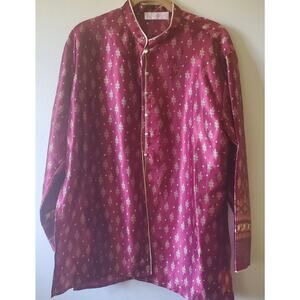Oscar de la Renta Pink Label Long Sleeve Loungewear Sleep Button Silky Size L